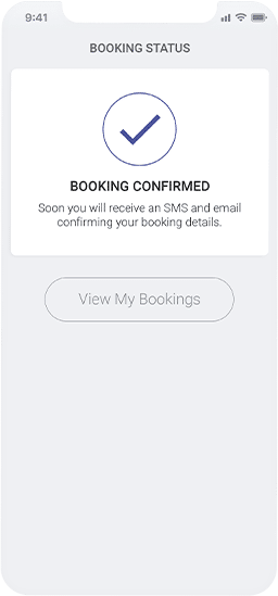 Planfy booking status message indicating that booking has been successfully confirmed.