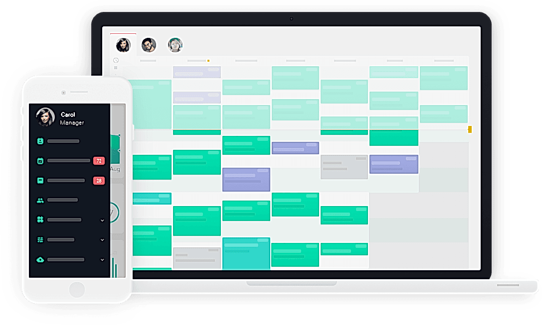 Optician appointment scheduling software with calendar being operated on a computer.